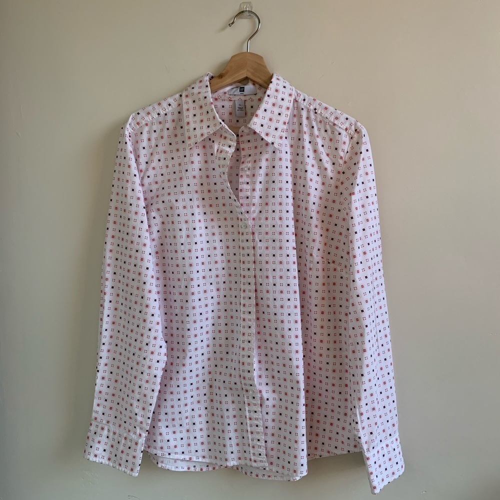 Gap white Pink & Purple Pattern Button Down Top
